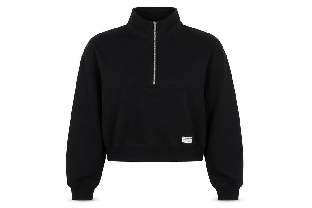 Front view of Divided by H&M women’s black cotton pullover sweatshirt, size L, pullover