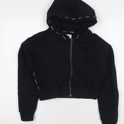 Lounge Womens Black Cotton Full Zip Sweatshirt Size S Zip