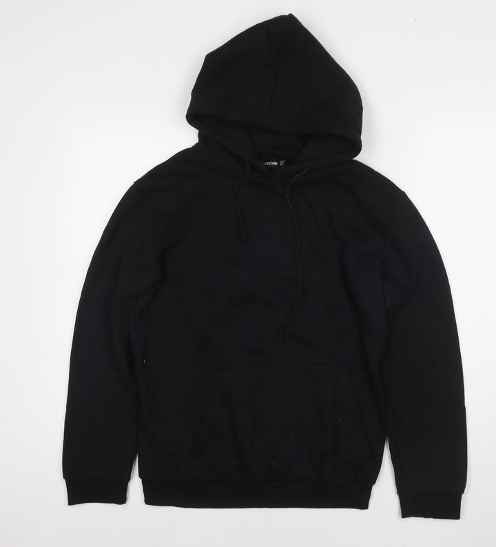 PRETTYLITTLETHING Womens Black Cotton Pullover Hoodie Size M Zip