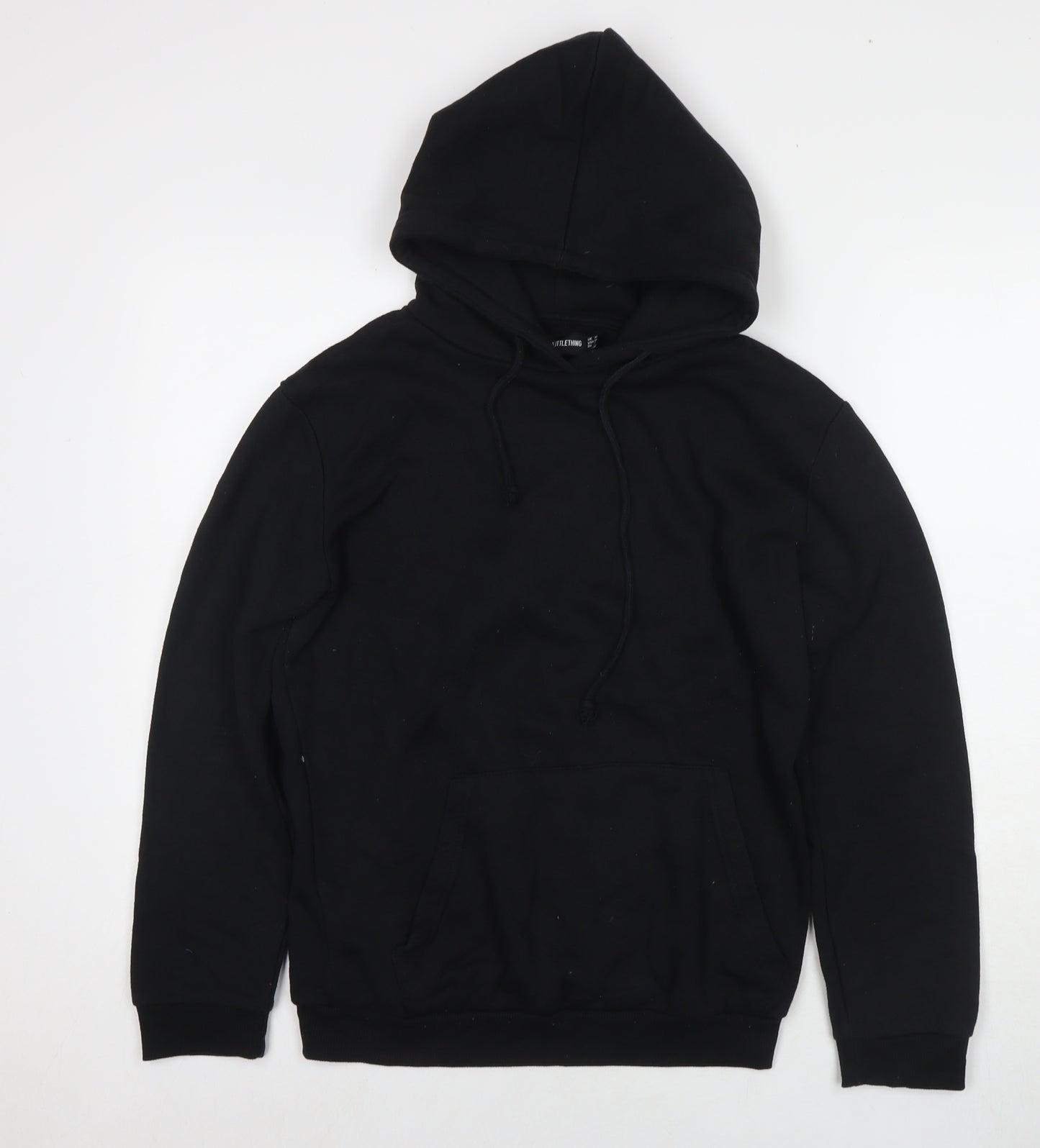 PRETTYLITTLETHING Womens Black Cotton Pullover Hoodie Size M Zip