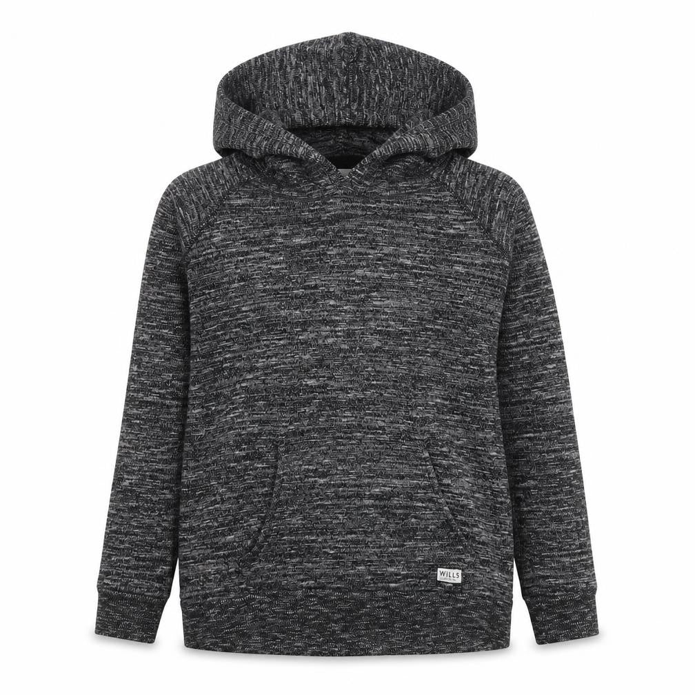 Front view of Jack Wills women’s grey cotton pullover hoodie, size UK 6, pullover