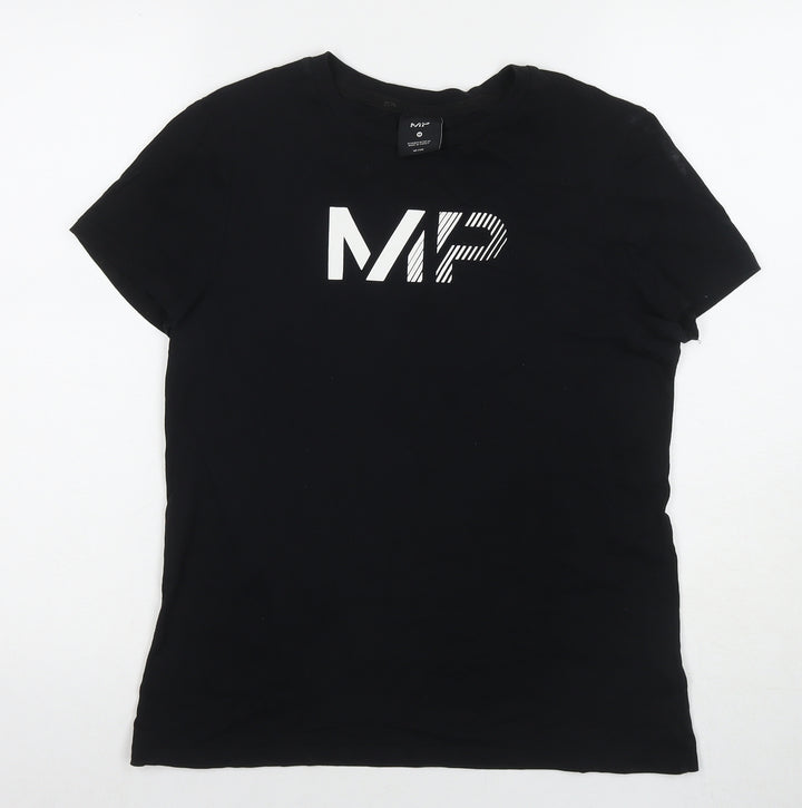Myprotein Womens Black 100% Cotton Basic T-Shirt Size M Round Neck