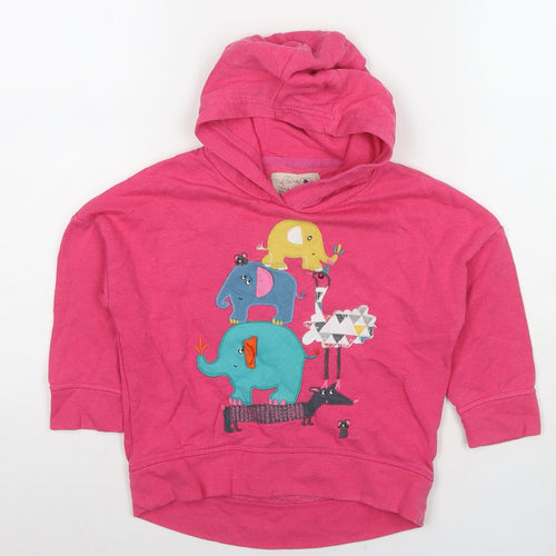 NEXT Girls Pink Cotton Pullover Hoodie Size 3-4 Years Pullover - Animals Elephants