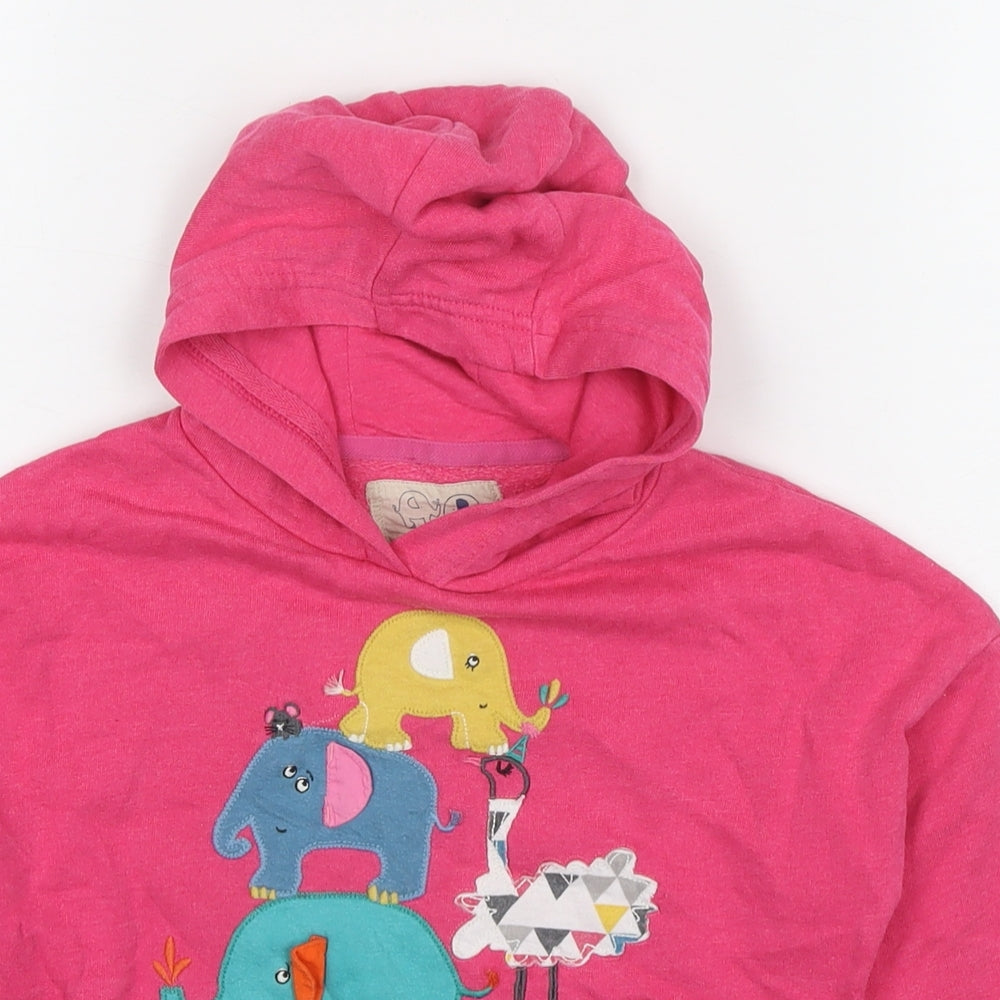 NEXT Girls Pink Cotton Pullover Hoodie Size 3-4 Years Pullover - Animals Elephants