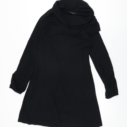Dorothy Perkins Womens Black Viscose Shift Size 10 Round Neck Pullover