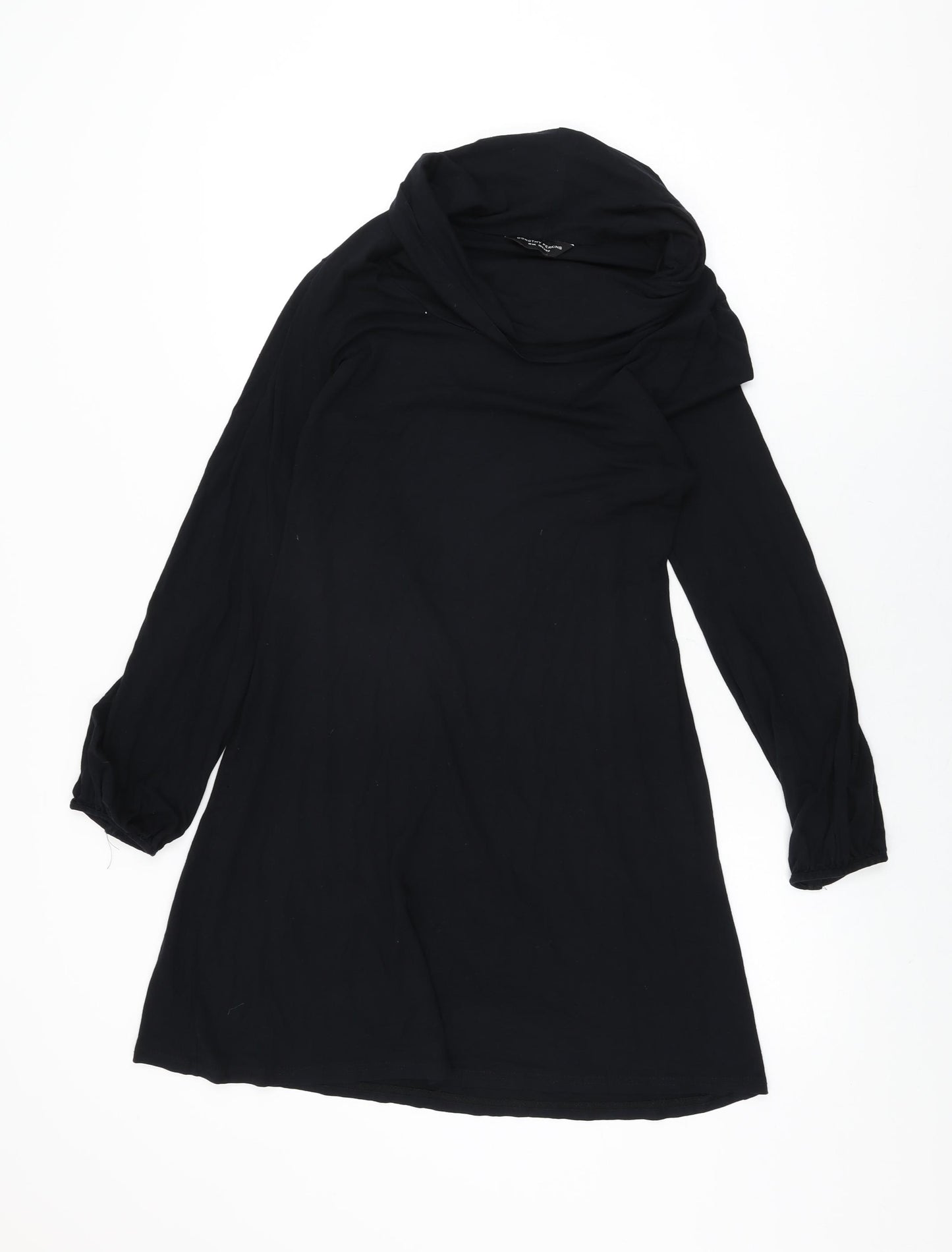 Dorothy Perkins Womens Black Viscose Shift Size 10 Round Neck Pullover