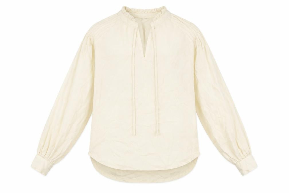 Front view of Marks & Spencer women’s ivory lyocell basic t-shirt, size UK 8, v-neck