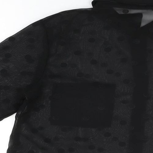 American Apparel Womens Black Polka Dot Polyester Basic Button-Up Size S Collared