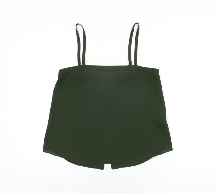 River Island Womens Green Polyester Camisole T-Shirt Size 10 Square Neck