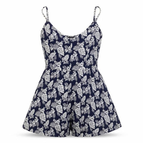 FOREVER 21 Womens Blue Floral Viscose Playsuit One-Piece Size S L3 in Pullover