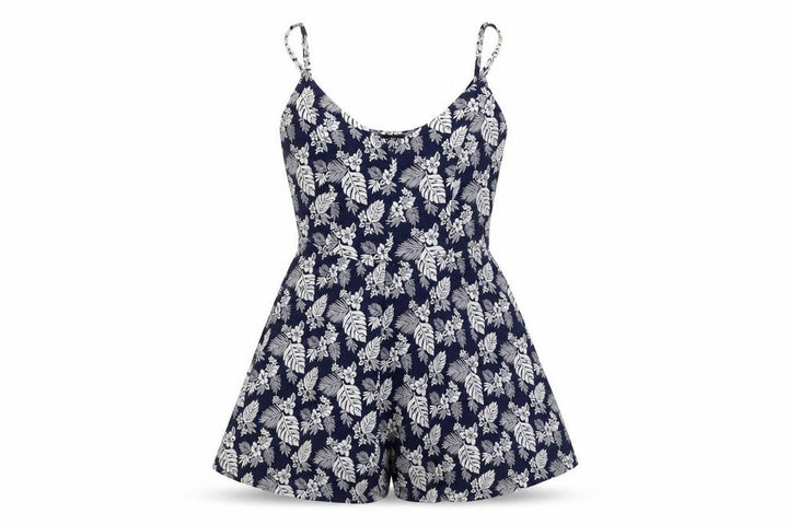 Forever 21 Womens Blue Floral Viscose Playsuit One-Piece Size S L3 in Pullover