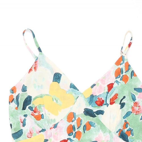 QED London Womens Multicoloured Floral Polyester Shift Size 10 V-Neck Zip