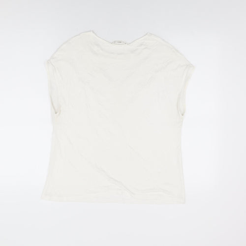 Mango Womens White Polyester Basic Blouse Size M Round Neck