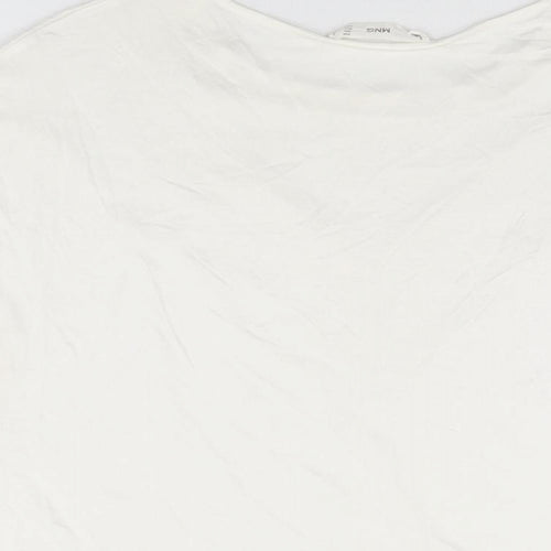 Mango Womens White Polyester Basic Blouse Size M Round Neck