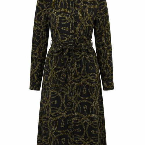H&M Womens Black Geometric Viscose Shirt Dress Size 4 Collared Button