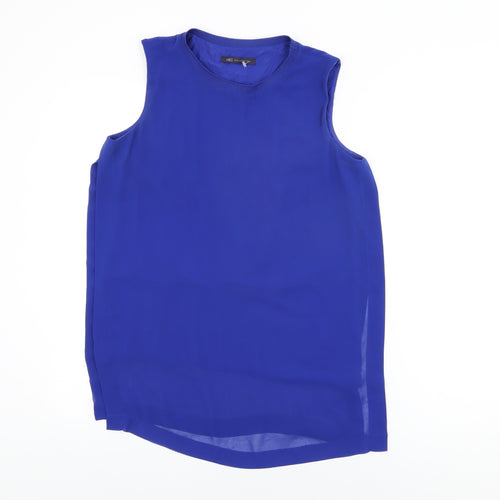 Marks and Spencer Womens Blue Polyester Basic Blouse Size 12 Round Neck