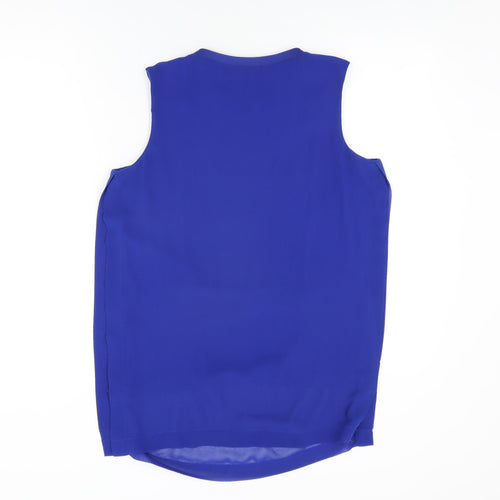 Marks and Spencer Womens Blue Polyester Basic Blouse Size 12 Round Neck