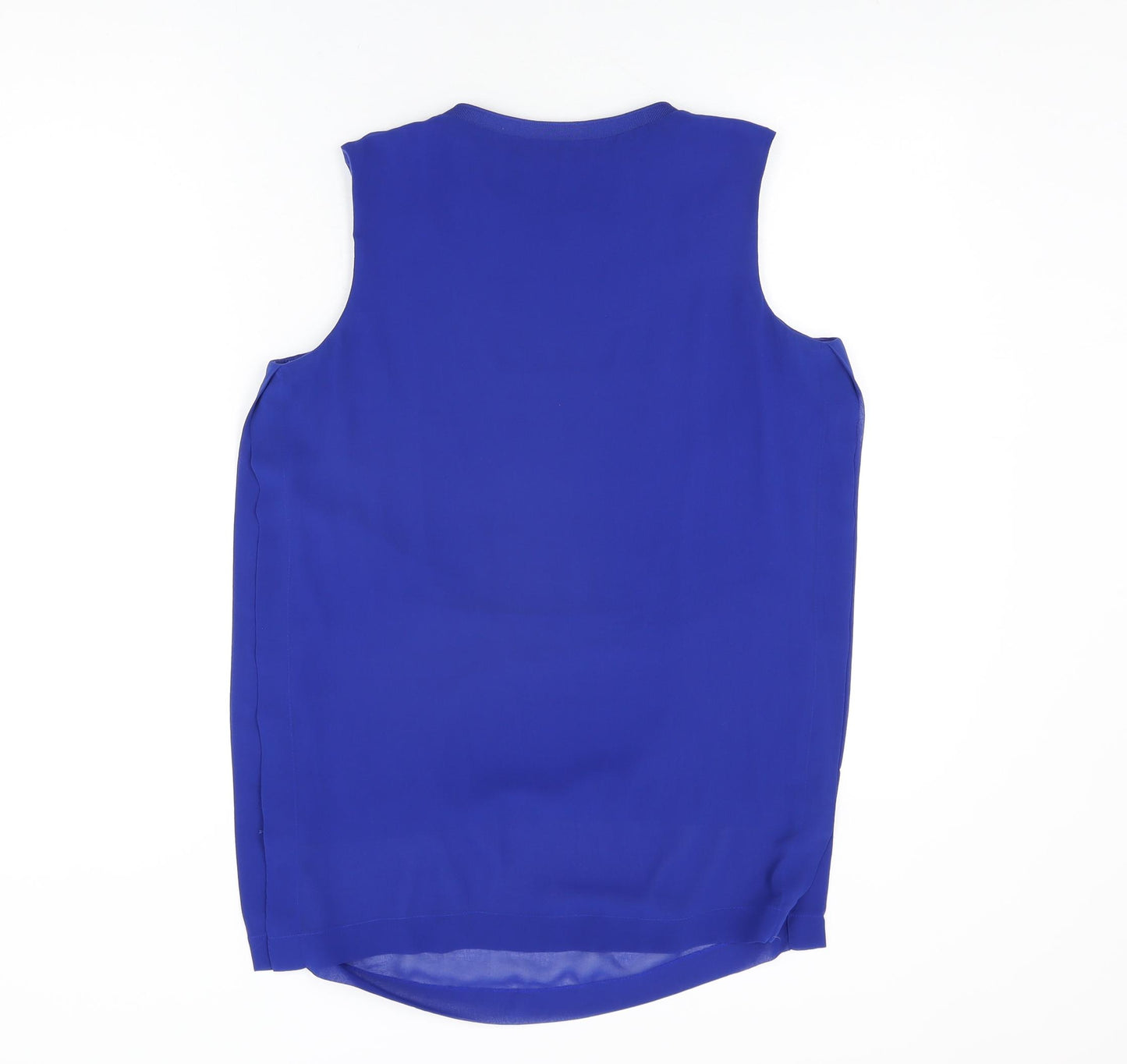 Marks and Spencer Womens Blue Polyester Basic Blouse Size 12 Round Neck