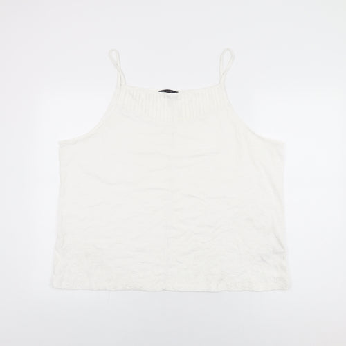 Marks and Spencer Womens White Cotton Basic T-Shirt Size 22 Square Neck