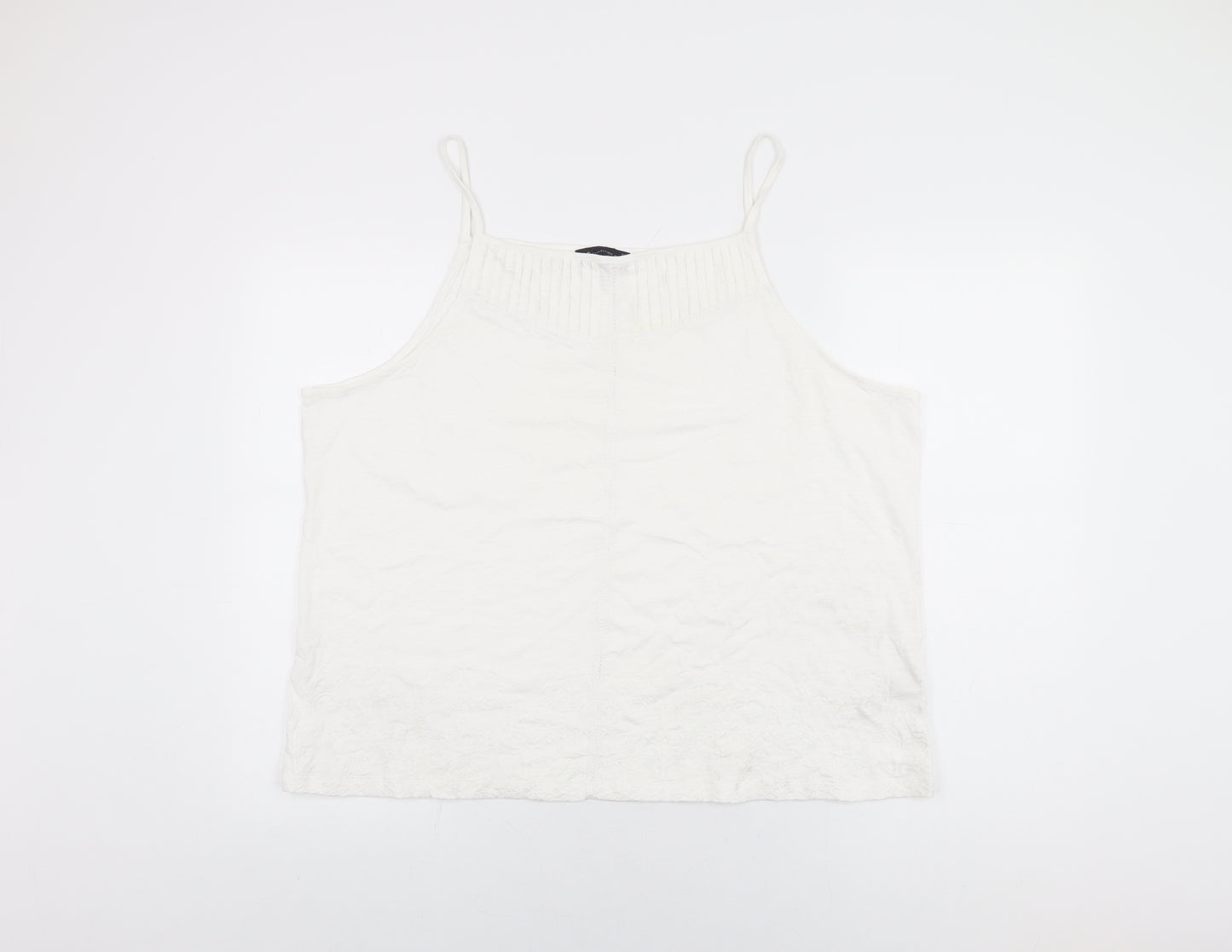 Marks and Spencer Womens White Cotton Basic T-Shirt Size 22 Square Neck