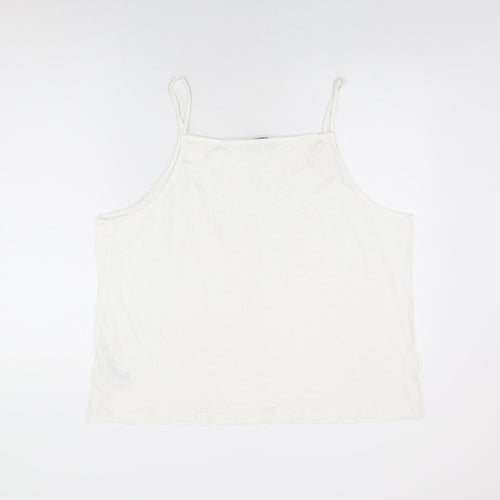 Marks and Spencer Womens White Cotton Basic T-Shirt Size 22 Square Neck
