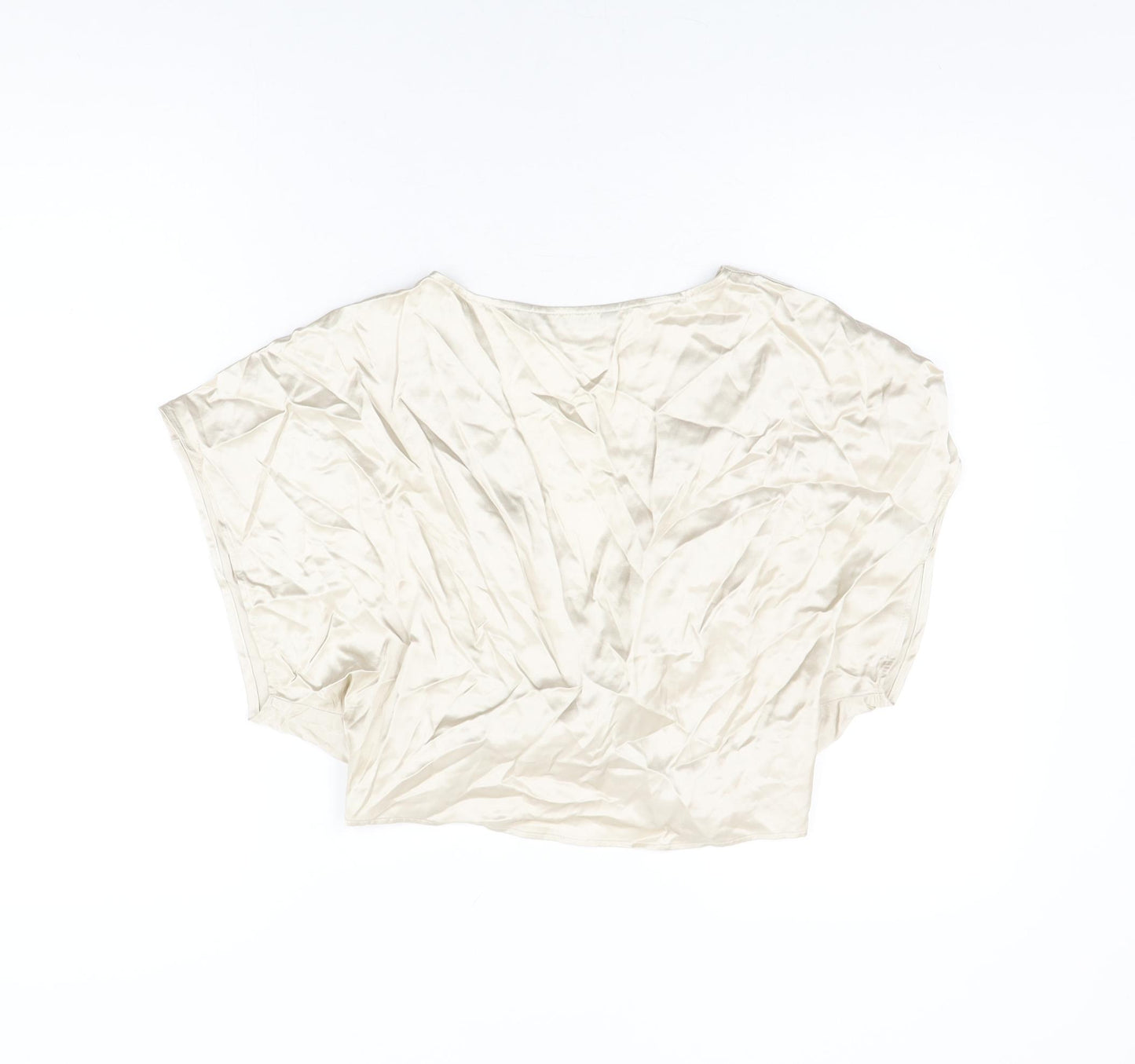 Zara Womens Beige Polyester Cropped Blouse Size L V-Neck