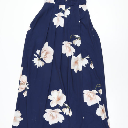 Showpo Womens Blue Floral Polyester Maxi Size 8 Halter Tie