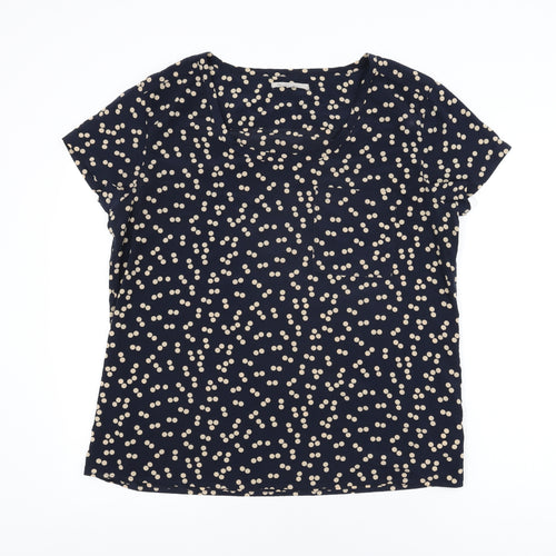 Gap Womens Blue Polka Dot Polyester Basic T-Shirt Size L Round Neck