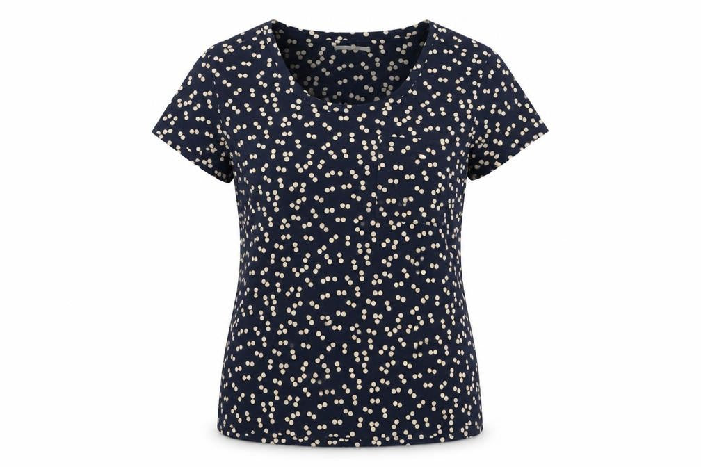 Gap Womens Blue Polka Dot Polyester Basic T-Shirt Size L Round Neck