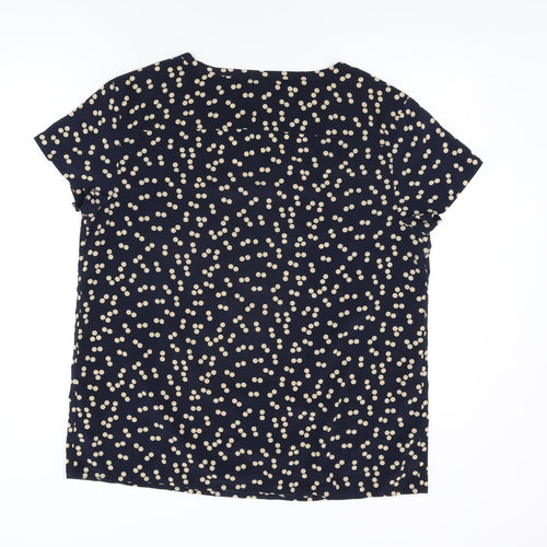 Gap Womens Blue Polka Dot Polyester Basic T-Shirt Size L Round Neck