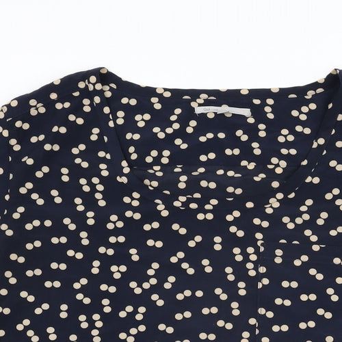 Gap Womens Blue Polka Dot Polyester Basic T-Shirt Size L Round Neck