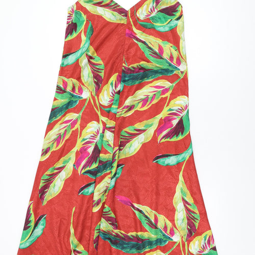 Et Vous Womens Red Geometric Polyester Maxi Size 8 V-Neck Pullover