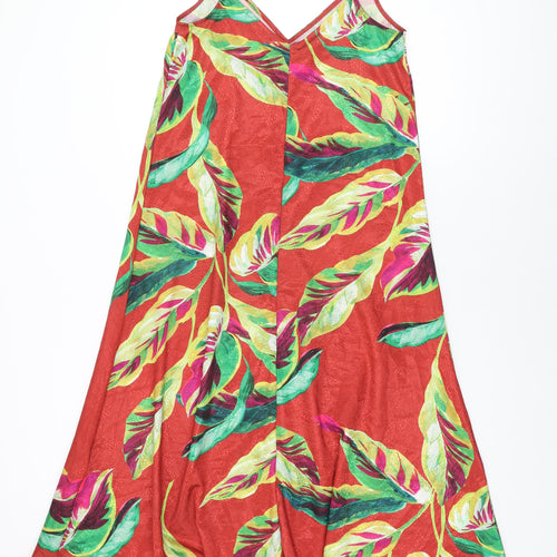 Et Vous Womens Red Geometric Polyester Maxi Size 8 V-Neck Pullover