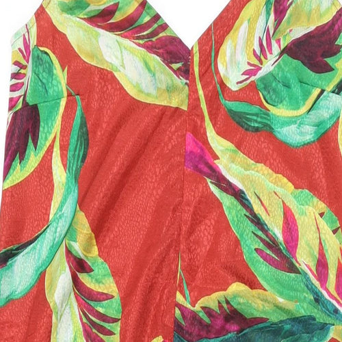 Et Vous Womens Red Geometric Polyester Maxi Size 8 V-Neck Pullover