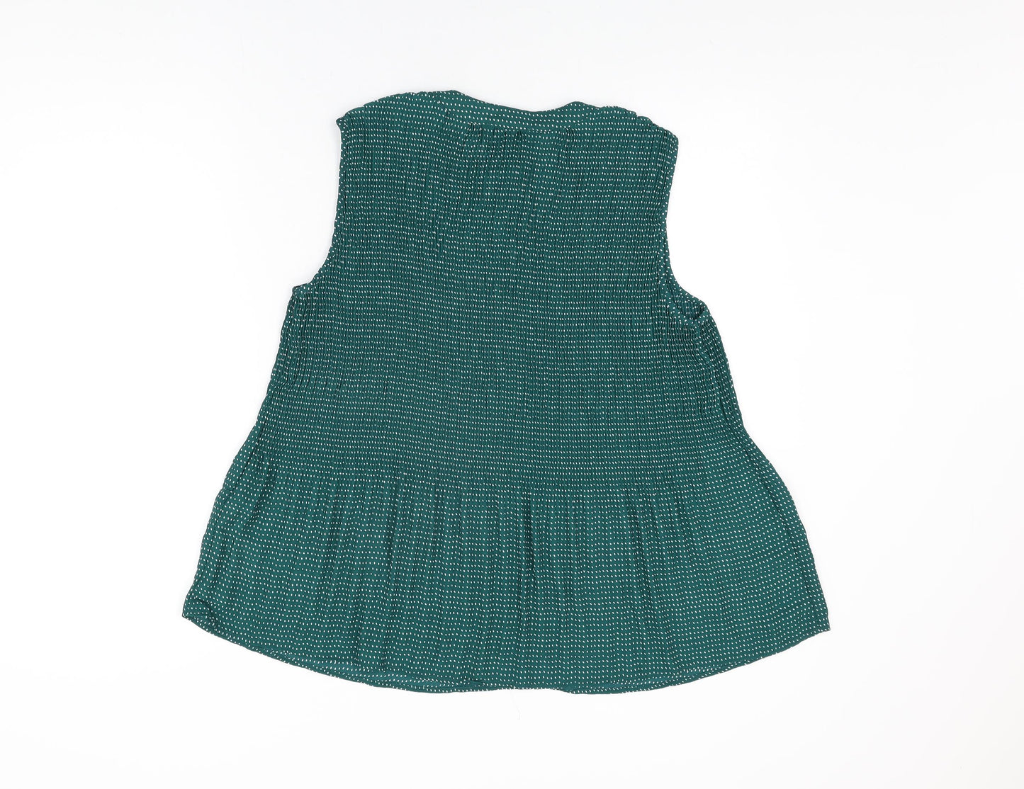 Adrianna Papell Womens Green Polka Dot Polyester Basic Blouse Size M Round Neck