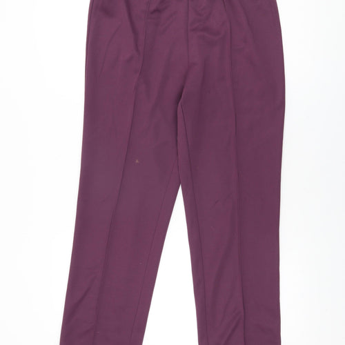 Damart Womens Purple Polyester Trousers Size 14 L29 in Regular