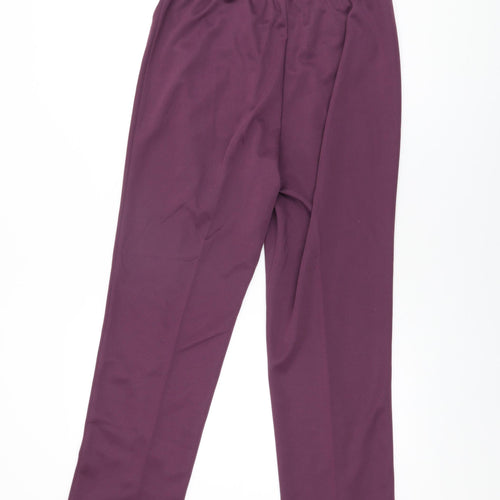 Damart Womens Purple Polyester Trousers Size 14 L29 in Regular