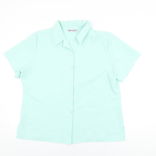 Emma Collection Womens Blue Polyester Basic Button-Up Size 20 Collared