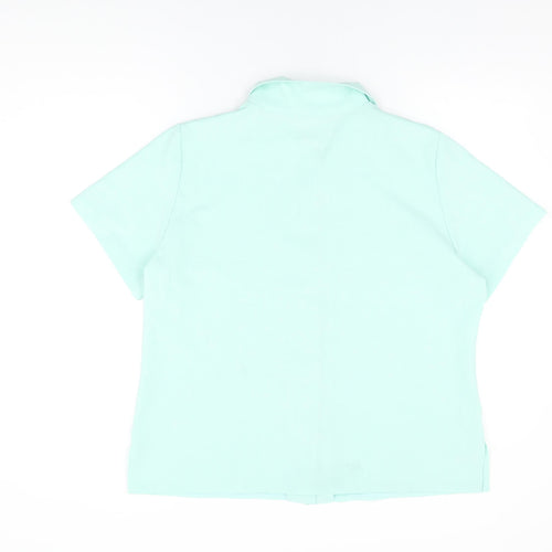 Emma Collection Womens Blue Polyester Basic Button-Up Size 20 Collared