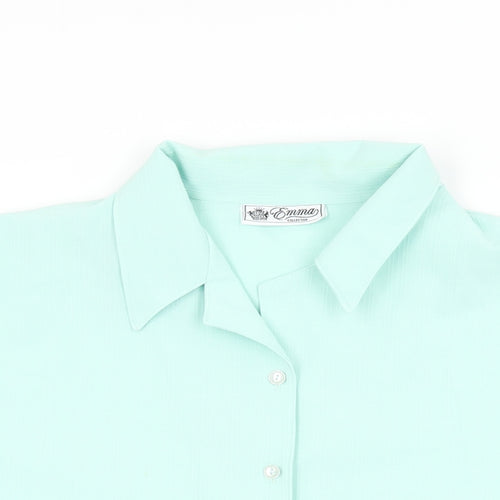 Emma Collection Womens Blue Polyester Basic Button-Up Size 20 Collared