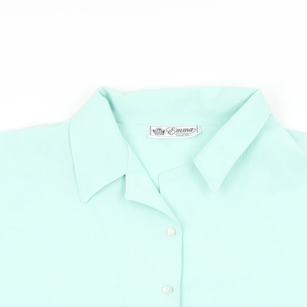 Emma Collection Womens Blue Polyester Basic Button-Up Size 20 Collared