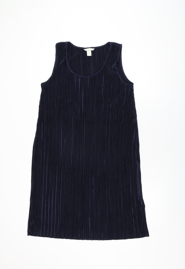 H&M Womens Blue Polyester Shift Size M Scoop Neck Pullover