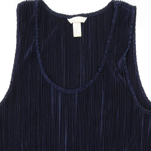H&M Womens Blue Polyester Shift Size M Scoop Neck Pullover