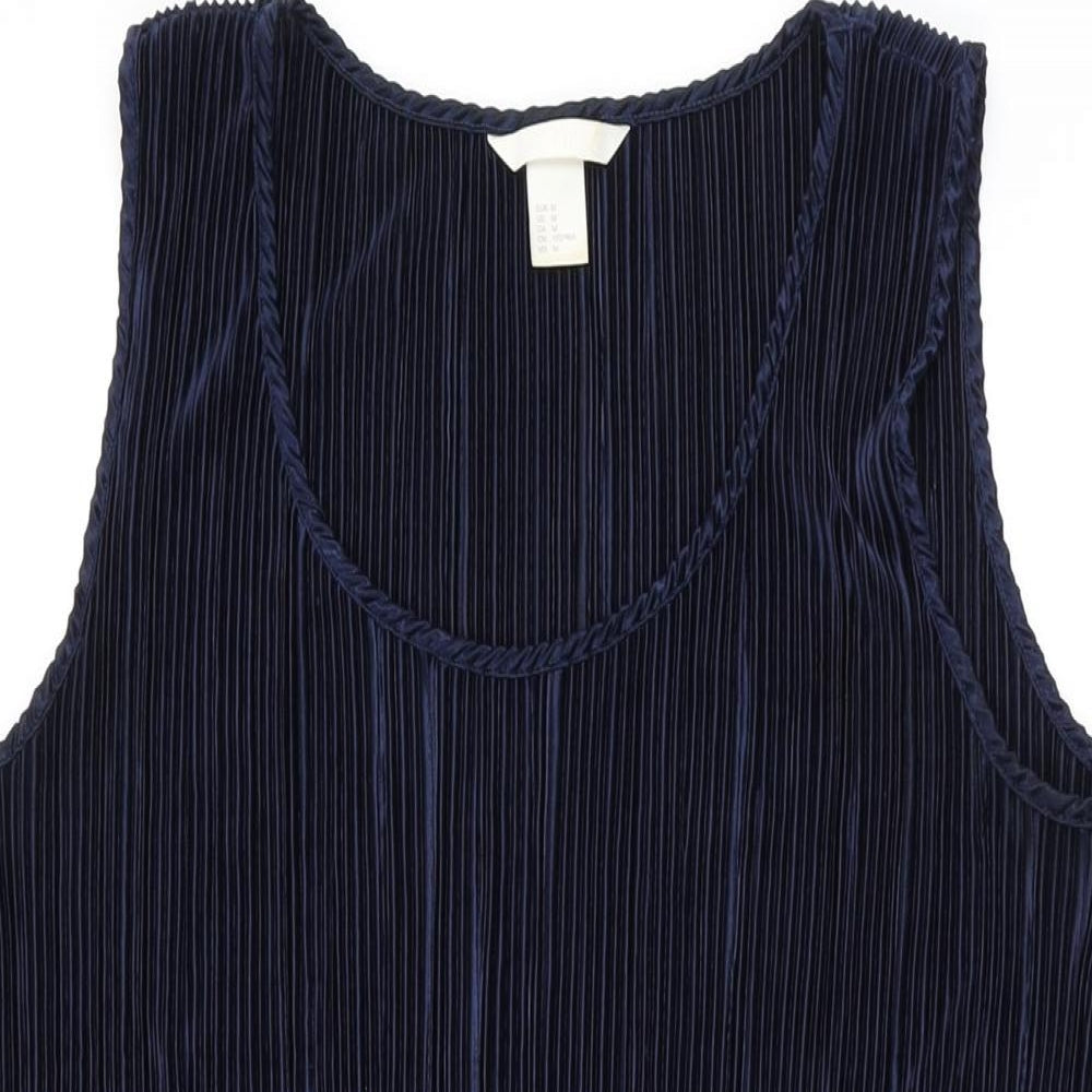 H&M Womens Blue Polyester Shift Size M Scoop Neck Pullover
