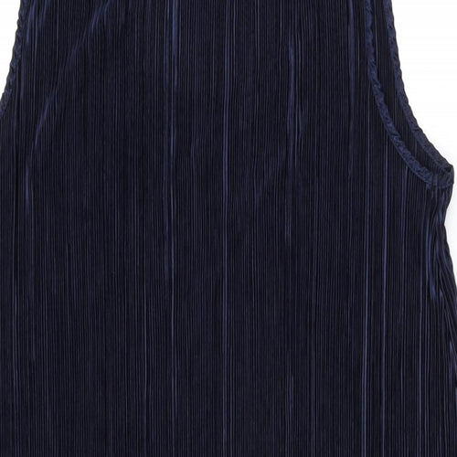 H&M Womens Blue Polyester Shift Size M Scoop Neck Pullover