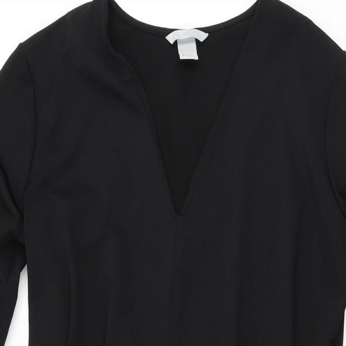 H&M Womens Black Polyester Shift Size S V-Neck Pullover