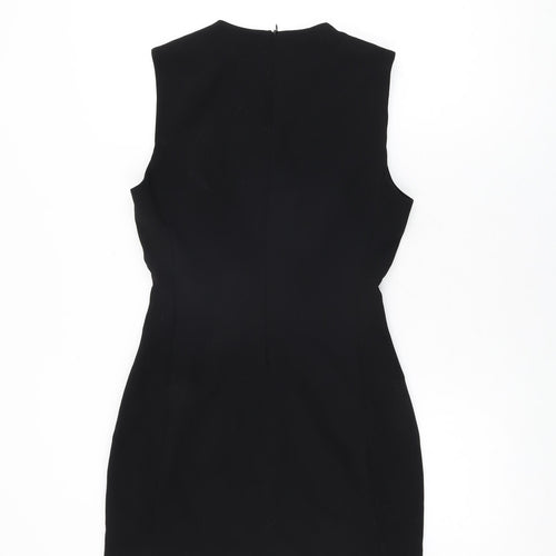 Zara Womens Black Polyester Mini Size S Round Neck Zip
