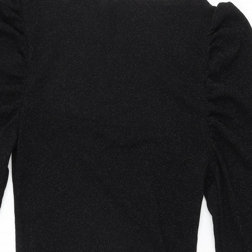 H&M Womens Black Polyester Bodycon Size S Square Neck Pullover