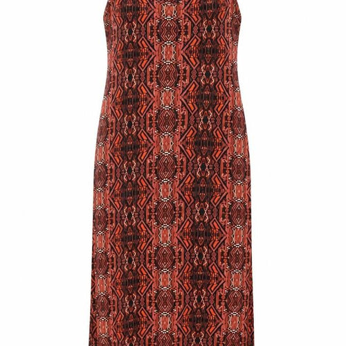Sportsgirl Womens Red Geometric Viscose Shift Size L Scoop Neck Pullover