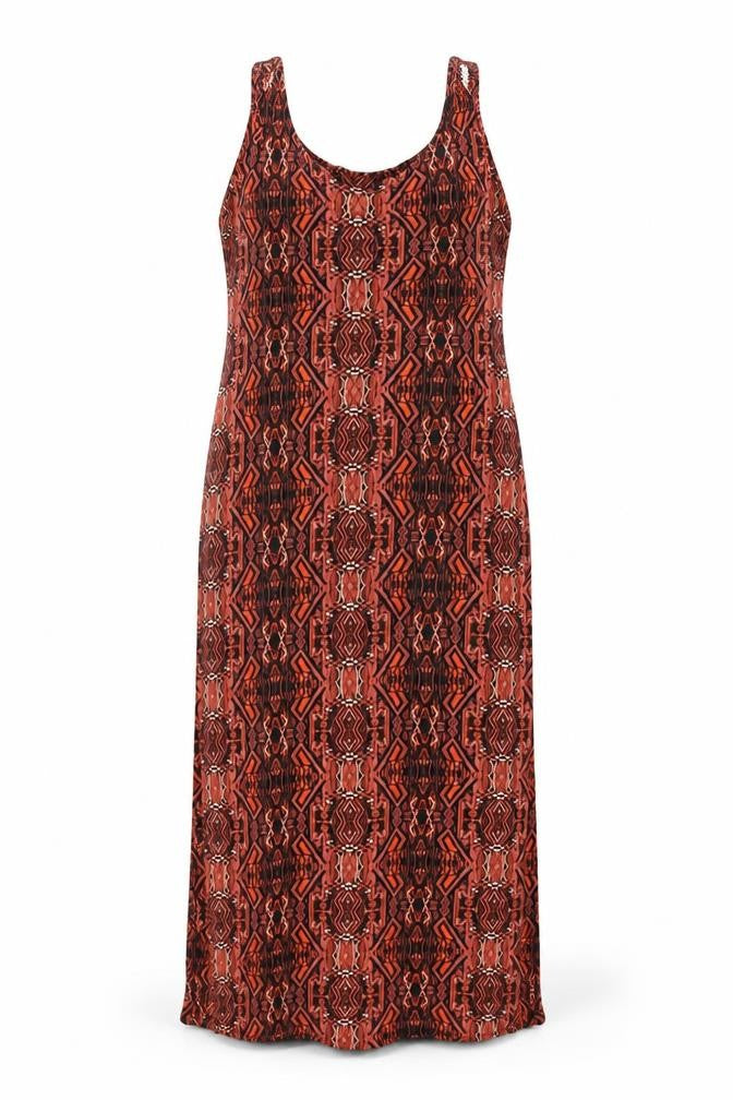 Sportsgirl Womens Red Geometric Viscose Shift Size L Scoop Neck Pullover